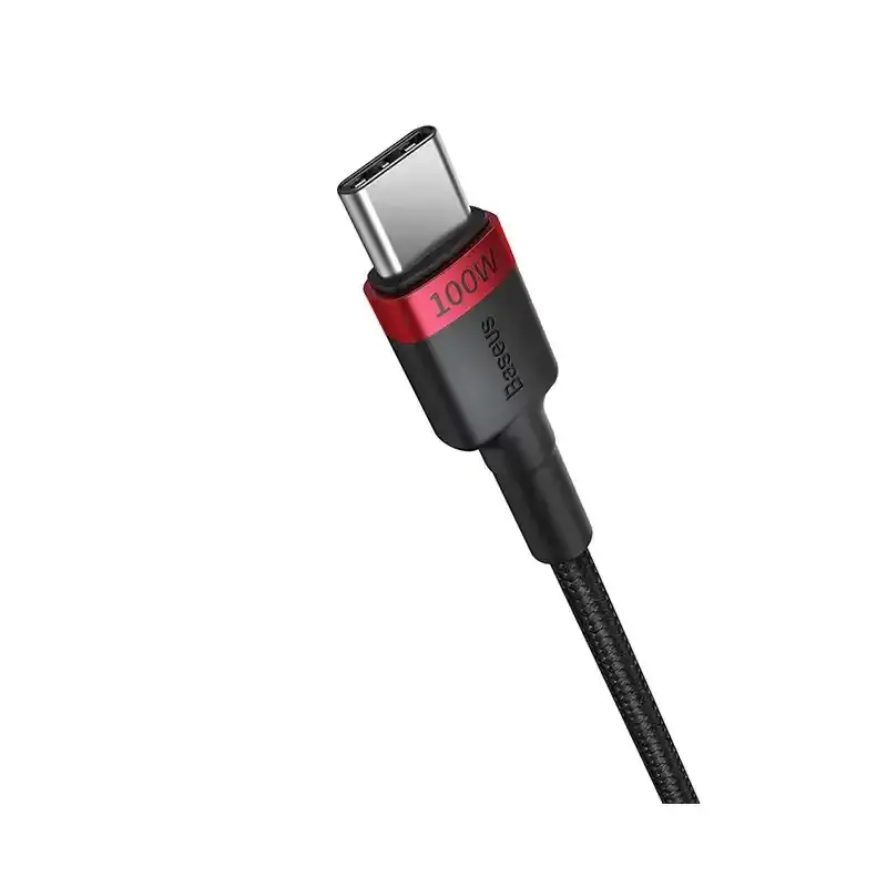 کابل شارژ Type-C to Type-C باسئوس مدل Cafule Series با طول 1 و 2 متر 100 وات (2عددی)